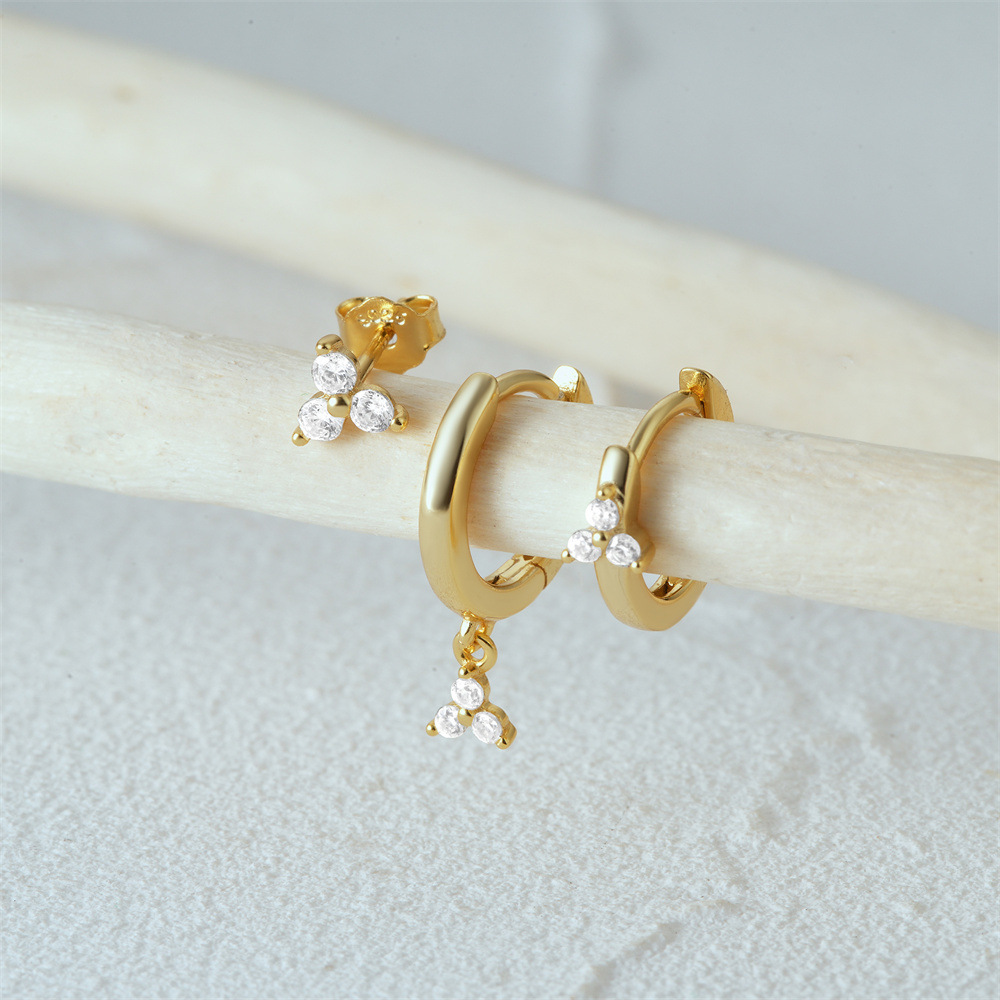 3g Weight Hoop Earrings, Ear Studs Classification 1 Set Quantity Daily Occasion 925 Sterling Silver Material Star, Butterfly Pattern Women's Gender Plating Design Simple Style Style 1 Set 925 Sterling Silver Star Butterfly Hoop Earrings Ear Studs 12