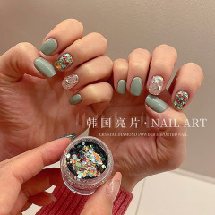 INS熱賣美甲網紅韓國亮片鐳射閃粉爆閃混合六邊日式指甲貼片裝飾