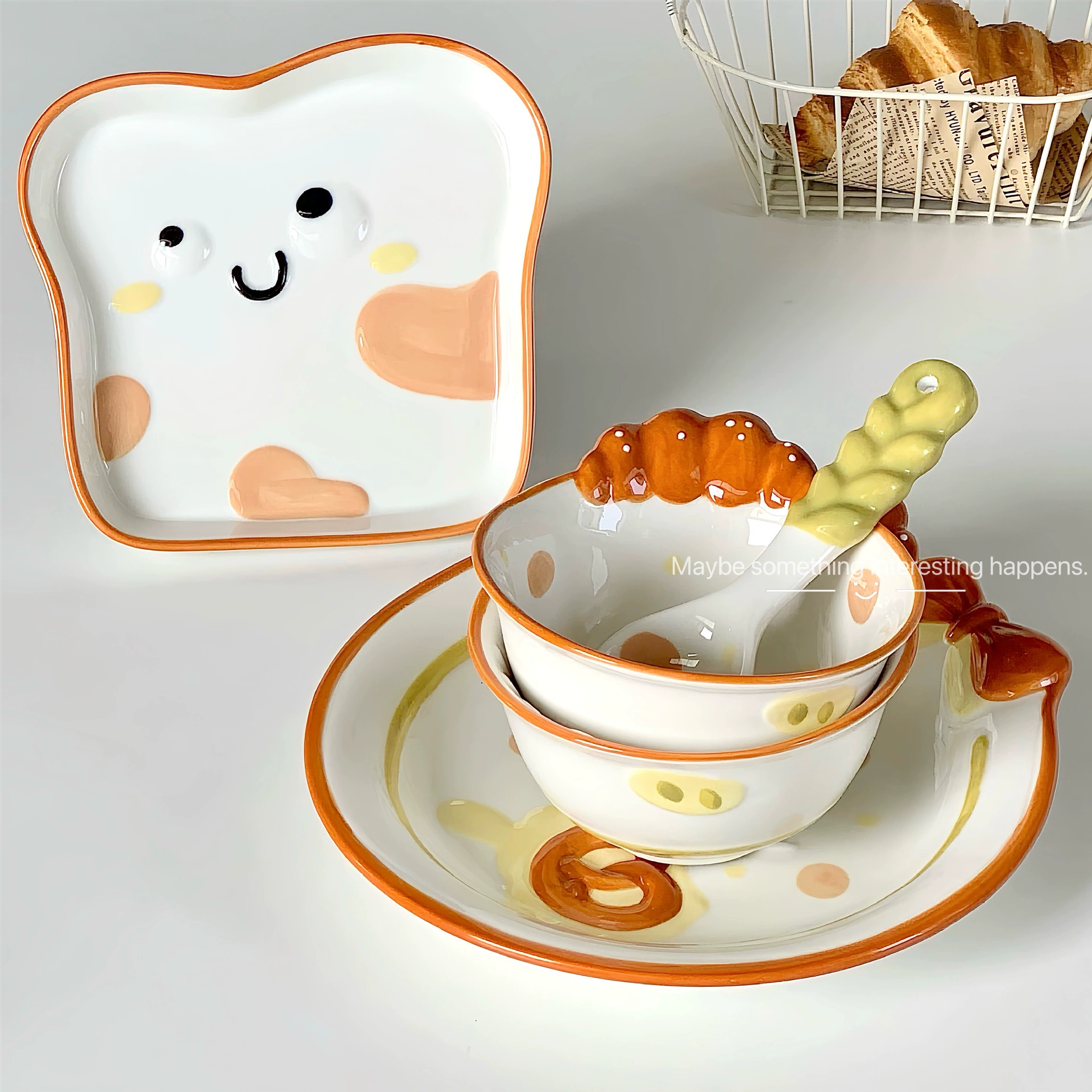 Cute ceramic tableware, cartoon brand high quality set, full set