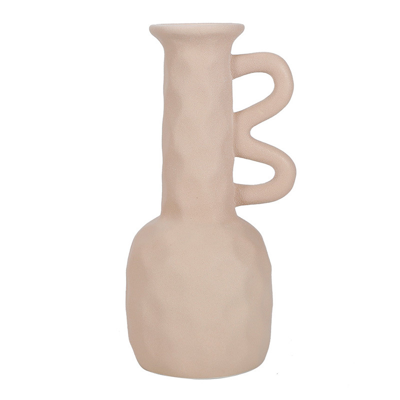 Florero de gres de estilo europeo esmerilado cerámica pequeño florero vintage flor seca flor creativo florero escritorio decoración del hogar