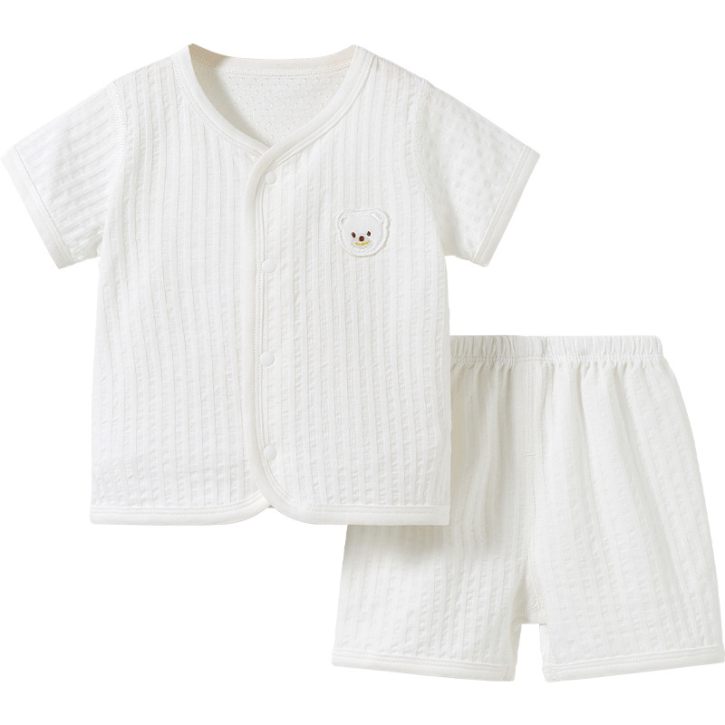 Conjunto de verano para bebé, pijamas infantiles finos de manga corta con abertura en la entrepierna, ropa de verano para niños y niñas para salir, ropa de bebé