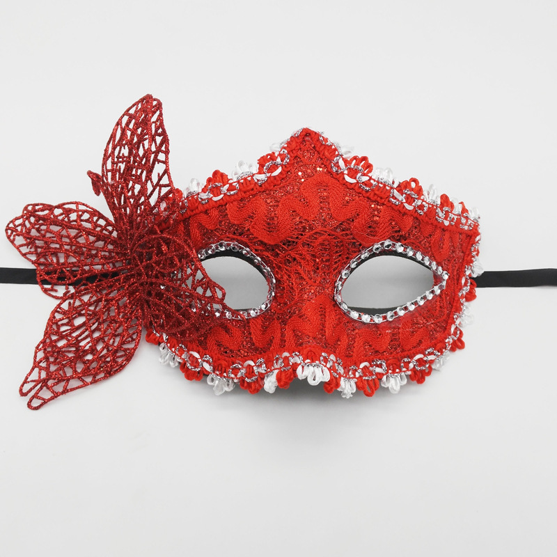 Nuevo Halloween transfronterizo baile de máscaras carnaval negro pintado hombre pareja pintada máscara de mitad de cara de alta calidad