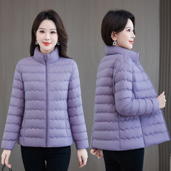 女装轻薄冬季外套压格棉袄女士修身2025新款大码羽绒棉服休闲棉衣