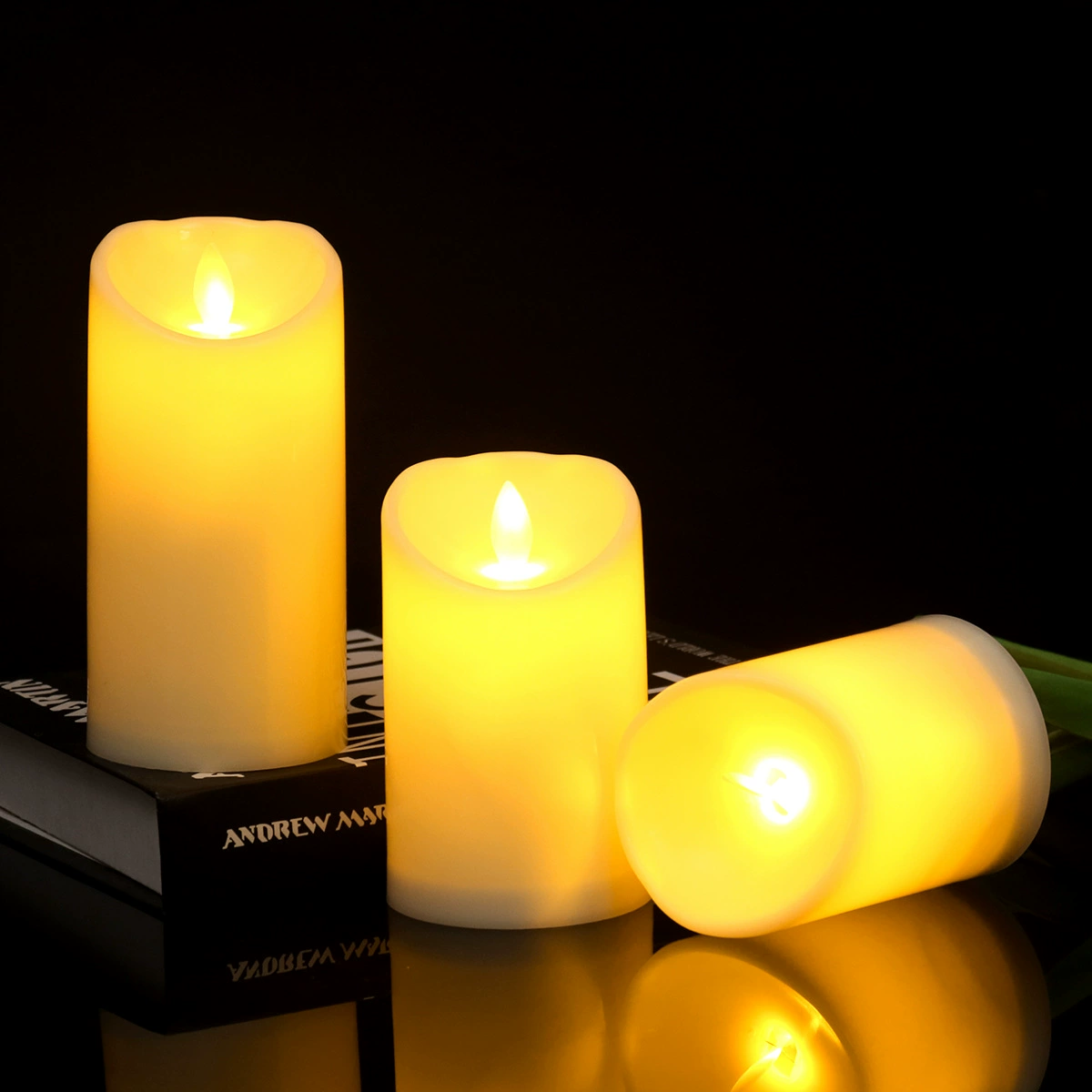 Электронная реалистичная глянцевая свеча, LED лёгкие огни, декор для отеля или гостиной, пульт дистанционного управления