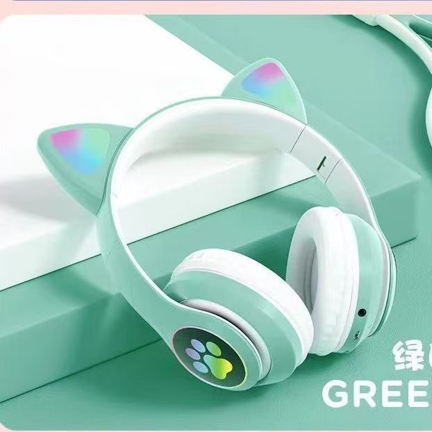 Cross-Border Stn-28 Cat Ear Bluetooth Headset with Game Card Slot, Fm Call Support, Dropshipping Available, Cute and Fun