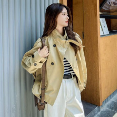 欧货短款工装风衣外套女设计感小个子春秋新款百搭休闲夹克上衣潮