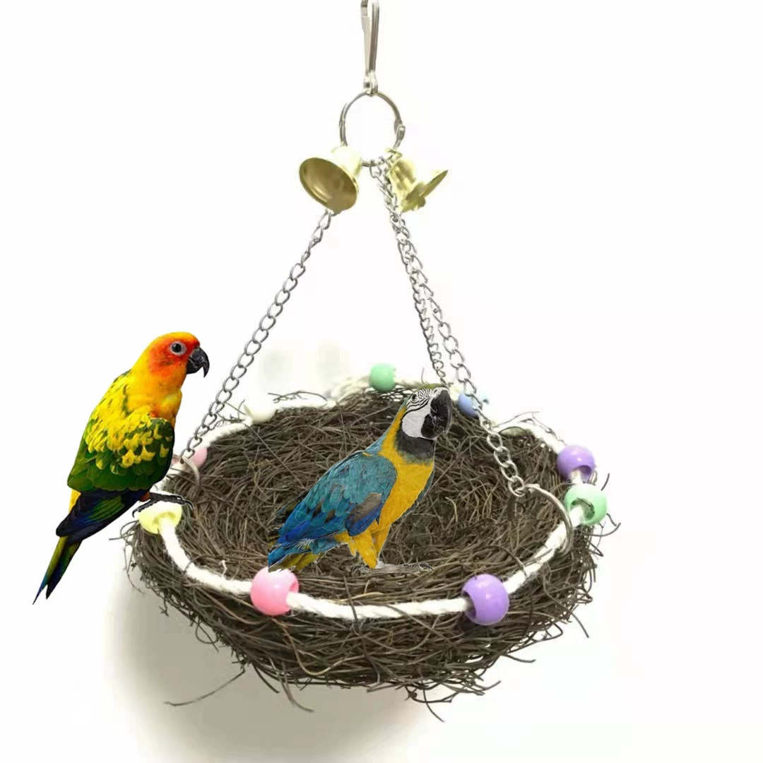 Фабрика попугай Птичье гнездо соломенная игрушка качели подставка подвесная Синяя игрушка для птиц трансграничная Амазонка аксессуары для клетки для птиц