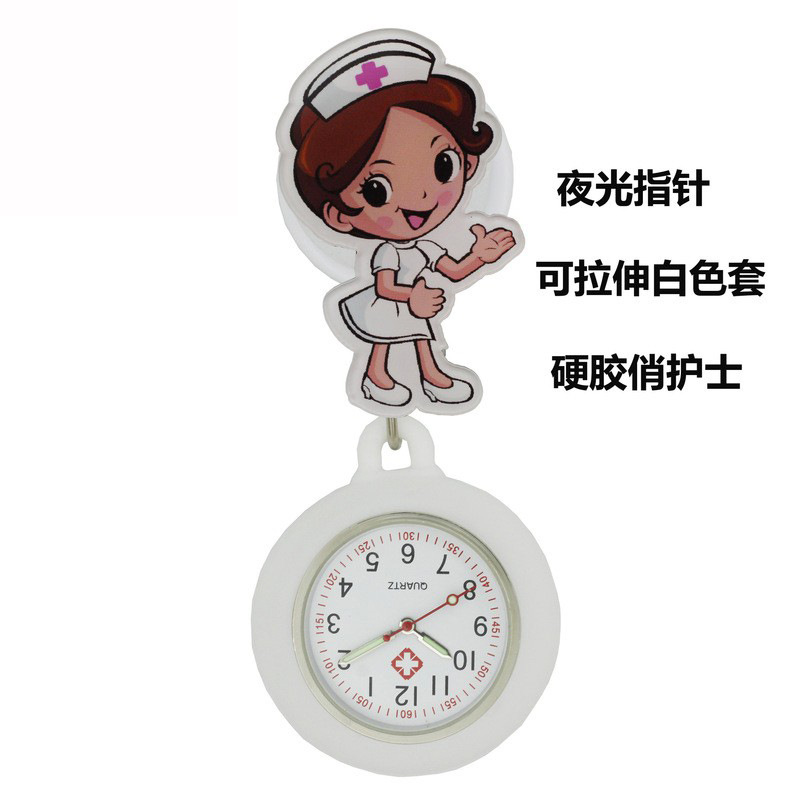 Reloj de enfermera de estiramiento multifuncional luminoso fuerte reloj colgante reloj electrónico digital retráctil de dibujos animados lindo clip cronómetro reloj de bolsillo