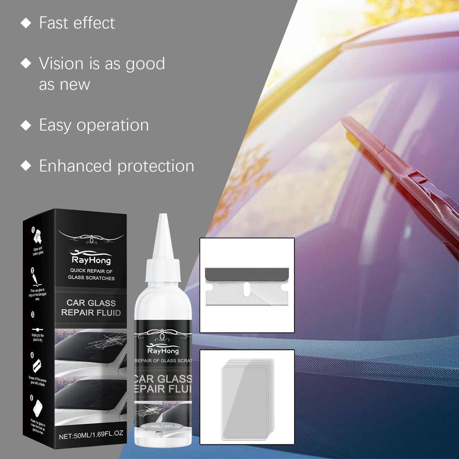 Rayhong Car Glass Care Glue Glass Nano Repair Liquid Quick Crack Repair Glass Care Glue