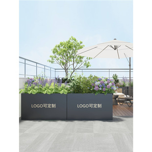 Outdoor Wrought Iron Stainless Steel Flower Box Combination Rectangular Planting Box Partition Flower Trough Commercial Street Square Fence Flower Bed