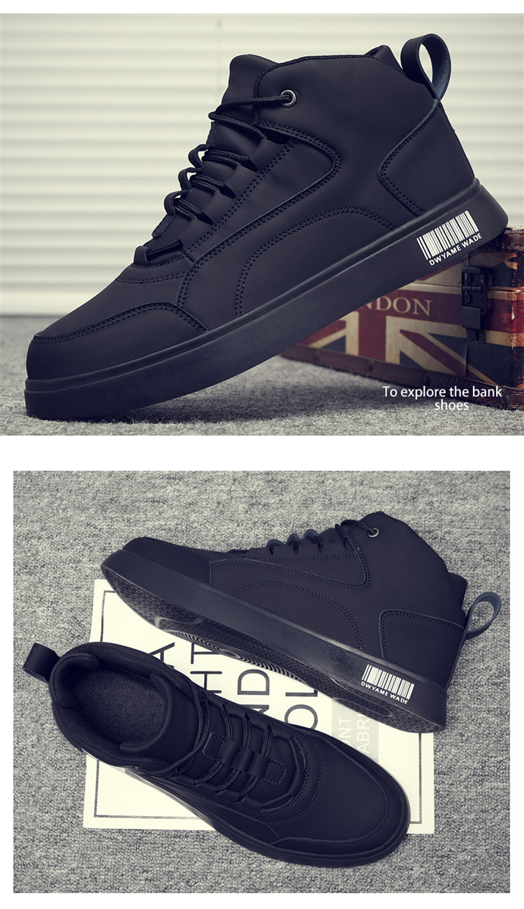 Men's shoes spring  new style youth wear resistant non slip high top sneakers trendy all match height increasing sports casual shoes_voghion.com