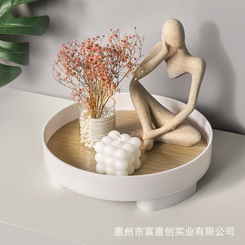 Bandeja de almacenamiento de estilo nórdico perfume aromaterapia tocador cosméticos caja de almacenamiento hogar fruta bandeja de escritorio de madera