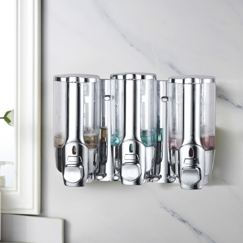 350毫升皂液盒壁挂三头皂液器洗手液沐浴露收纳盒酒店用品给皂器