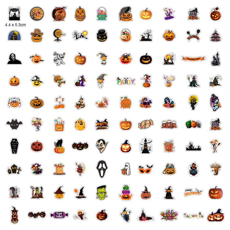 Halloween pumpkin light holiday car stickers Amazon refrigerator skateboard air conditioning matte film DIY graffiti decorative stickers