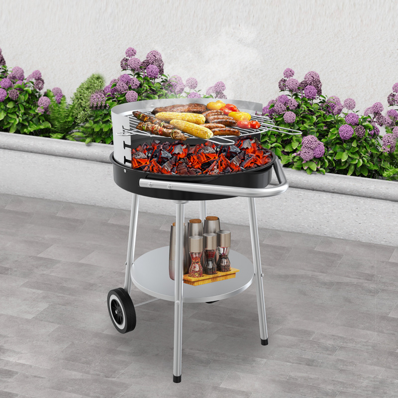 Barbacoa de carbón americana transfronteriza de 18 pulgadas, barbacoa para acampar al aire libre, horno grande portátil, horno simple redondo