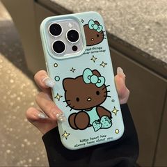 黑皮凯蒂猫iPhone15肤感苹果13手机壳16皮纹14Plus个性17promax潮