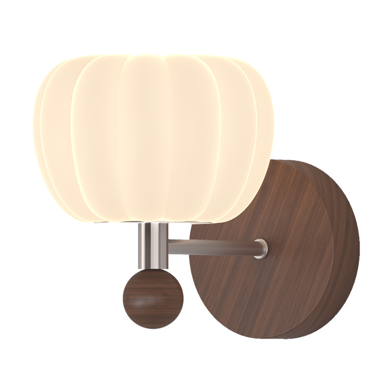 Luz de pared de cabecera retro color nuez luces de pared de dormitorio de alto nivel luces de calabaza creativas pasillo luces de pared 453L