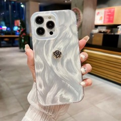 ins小眾漸變鐳射山茶花適用iPhone15Pro Max蘋果14/13手機殼新款