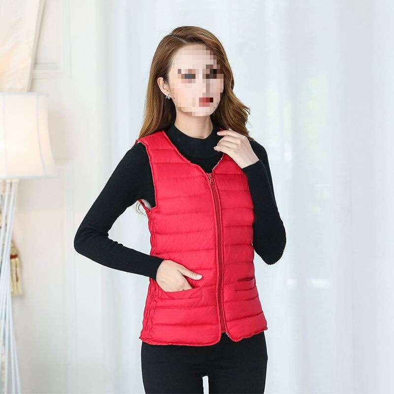 Women's down Cotton Vest Autumn and Winter Thickeneded Suspenders for Inner and Outer Wear Short Warm Middle-Aged and Elderly Slim Vests