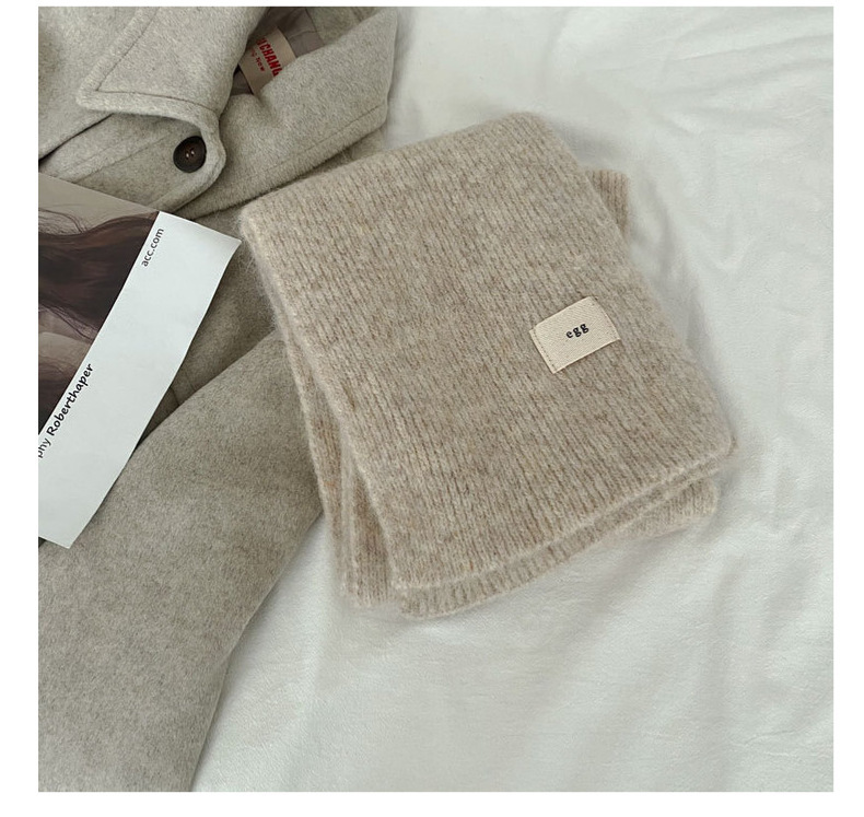 Contenant de la laine ~ Nouvelle écharpe en cachemire imitant un œuf gluant doux de couleur unie pour la chaleur hivernale en tricot de tempérament coréen_voghion.com