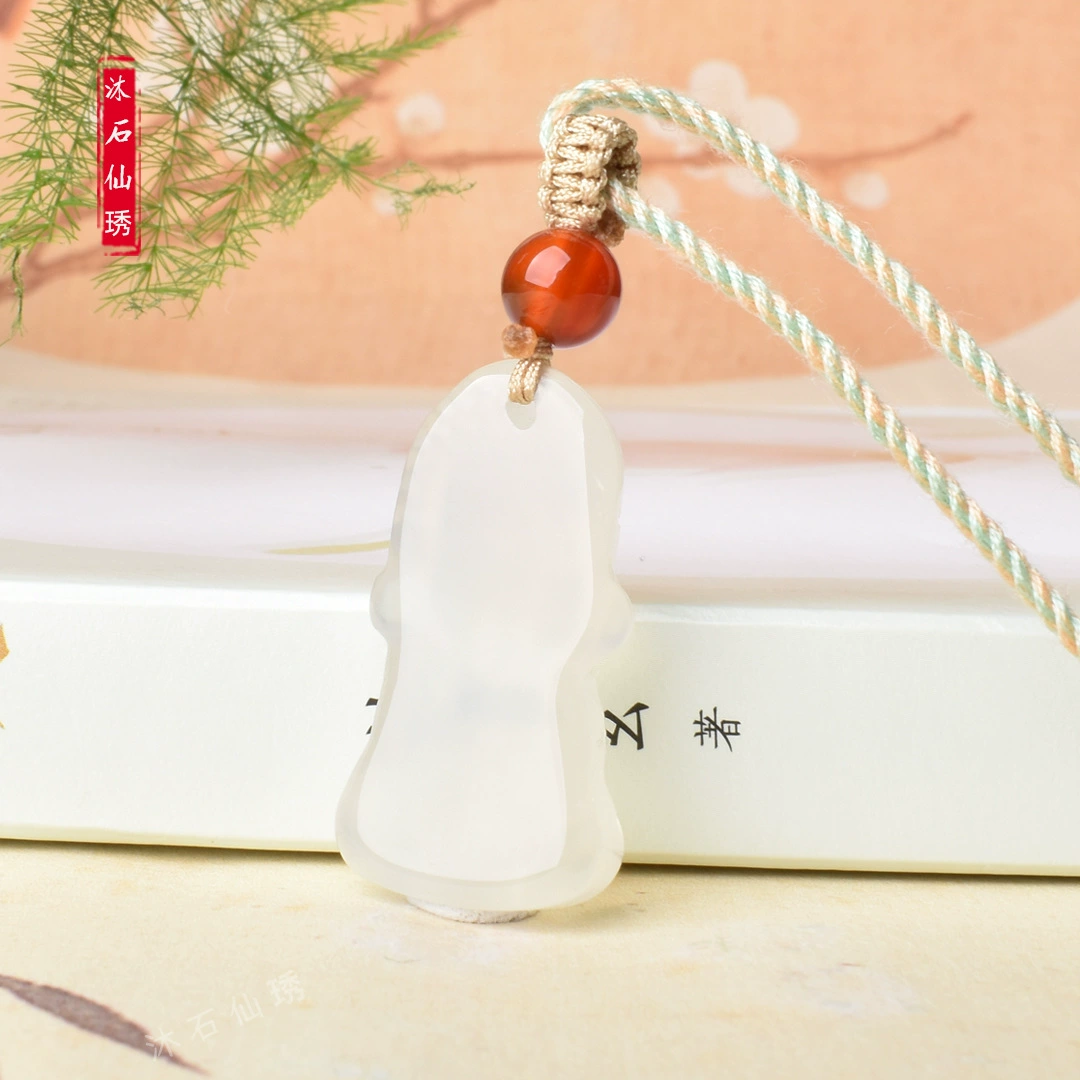 Organic agate children's pendant white jade, Birthday gift