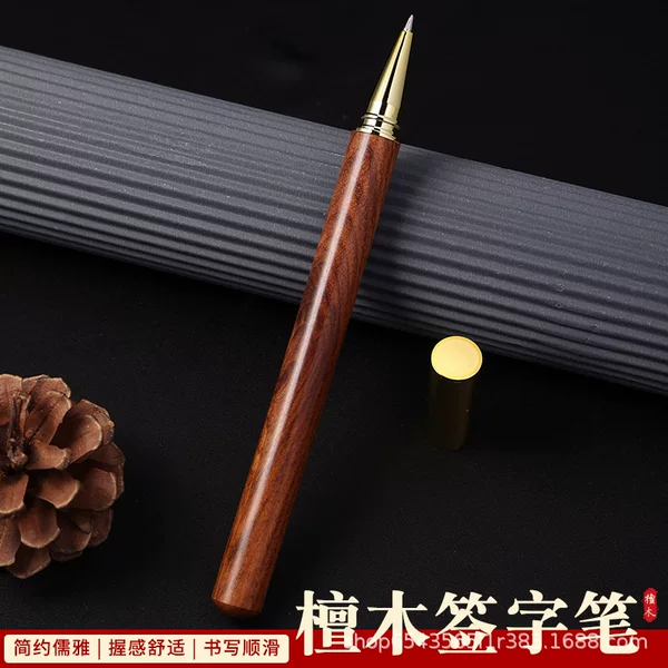 Advertising Metal Sandalwood Signature Pen, Business Rosewood Ballpoint Pen, Metal Redwood Cross-Border Gel Pen with Custom Logo