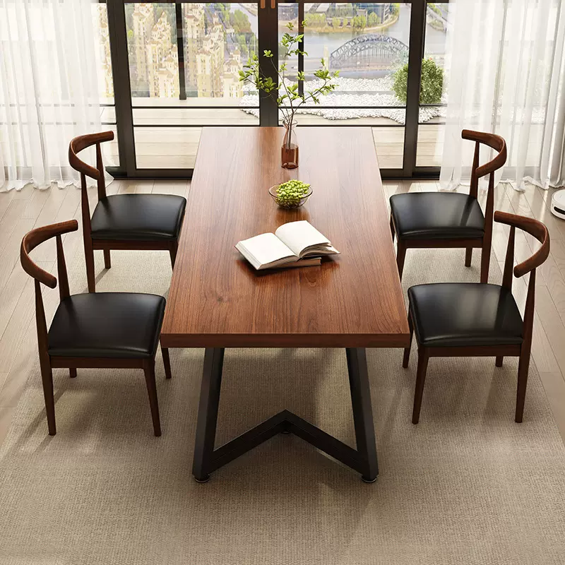 餐桌客厅家用小户型餐饮商用烧烤店吃饭桌子大板桌快餐店桌椅组合