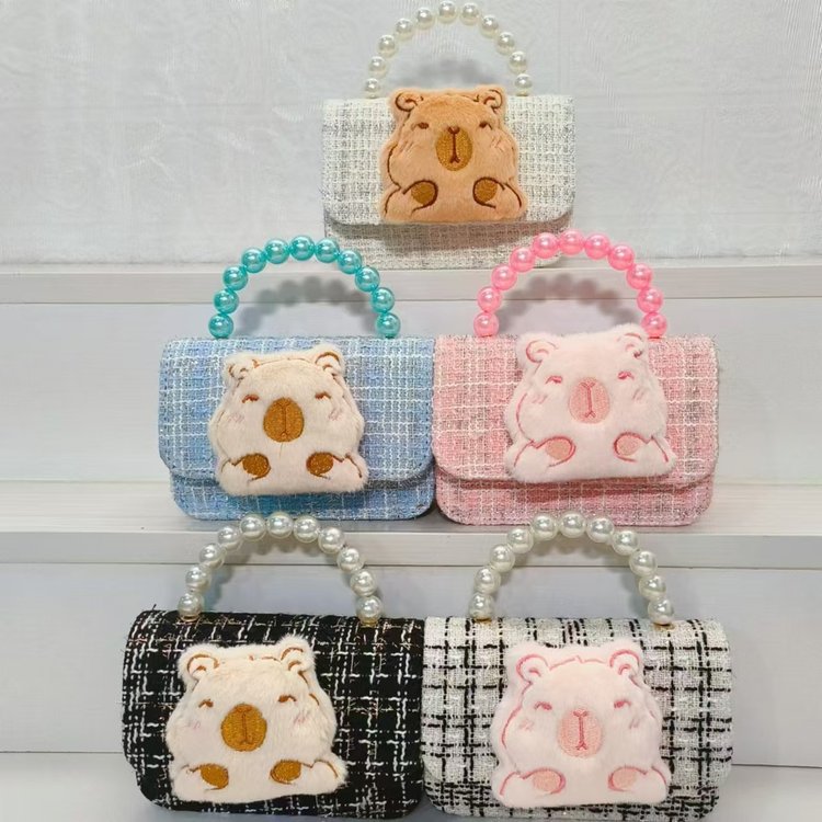 Pearl handbag, children's bag, little girl, princess, girl crossbody bag, fashionable Capibara, cute chain bag Specification drawing