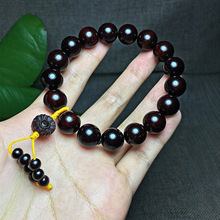 正宗印度小叶紫檀1.2佛珠手串老料包浆高油密手链批发实体店供货