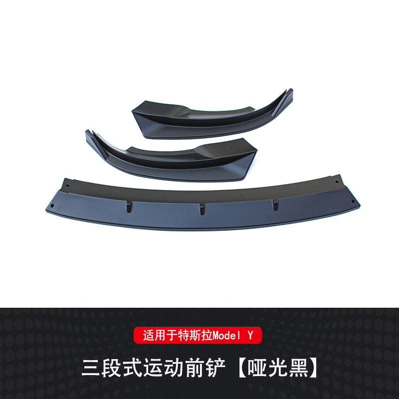 Tesla Front Lip Spoiler for Tesla Model Y Front Bumper Decoration (Big Surrounded) - model-y-sport-front-lip-matte-black