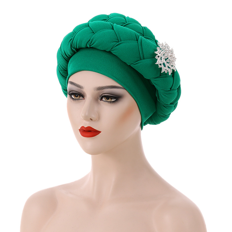 Muslim hat Autumn African hand-braided hat with accessory turban wrap_voghion.com