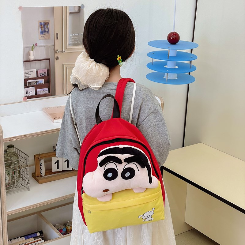 新しいかわいいクレヨンしんちゃん人形バッグかわいいバックパック大きな頭漫画小学生多用途子供のスクールバッグ|undefined