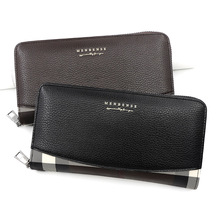 menbense新款男士长款钱包拉链手拿包时尚拼接撞色多卡位钱夹批发