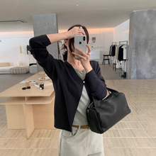 跨境 ins韩国新款高级感撞色假两件拼接随性穿搭小众针织衫上衣女