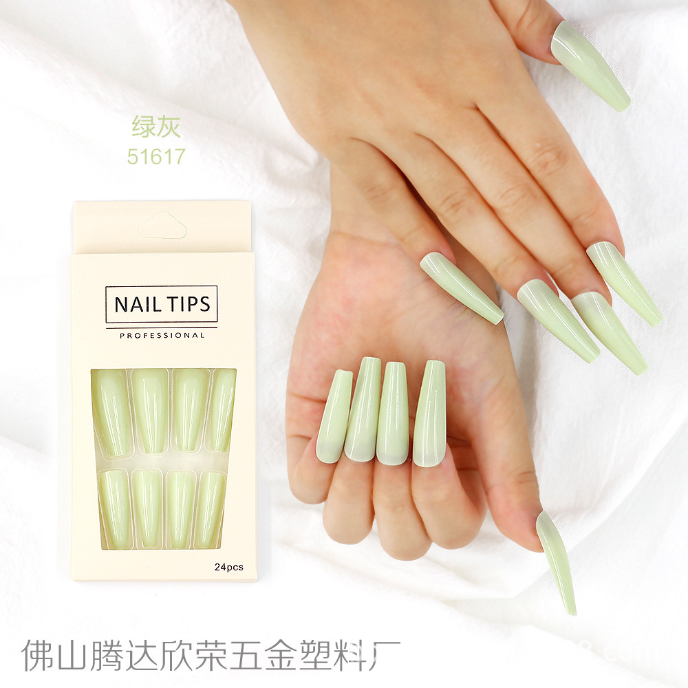 Uñas postizas de ballet coloridas, 24 piezas, largas, desmontables, procesables, al por mayor