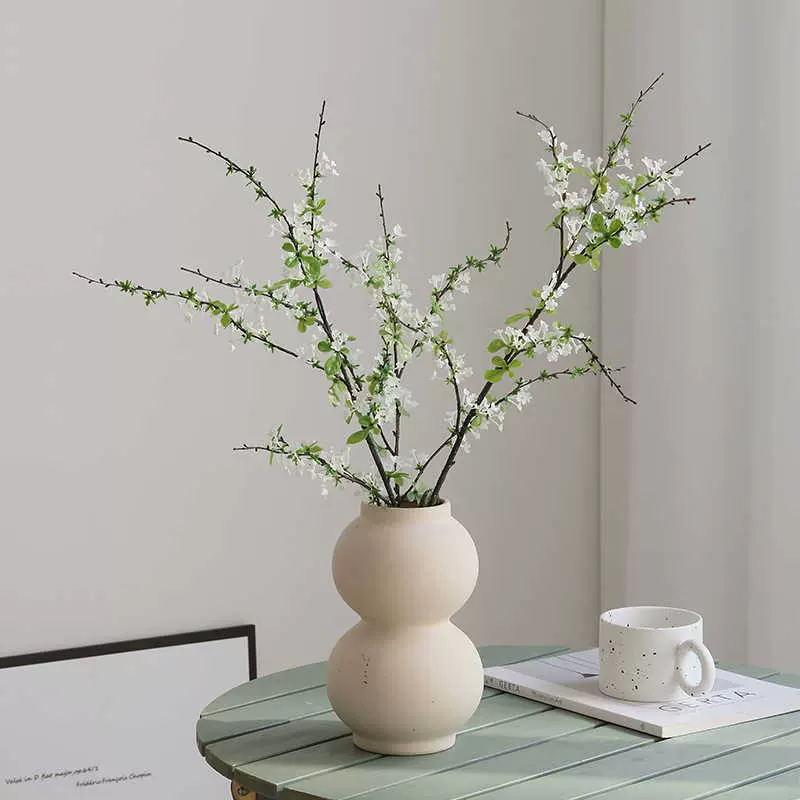 北欧雪柳枝仿真花高级感绿植假花摆件家居客厅餐桌电视柜装饰摆设