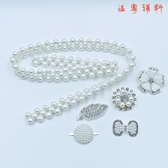 Handmade Pearl Belt with South Korean Style Water Diamond Pearl Decoration Elastic Waist Belt Dress Decorated with Beads Loosely Tied Belt for Women