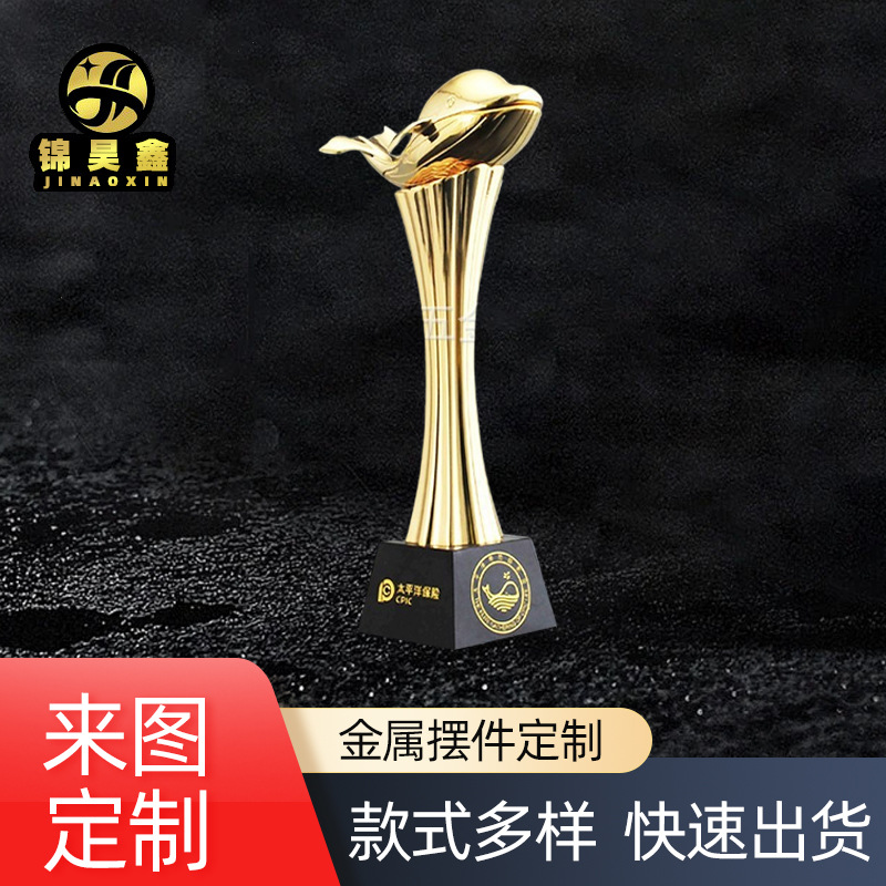 简约现代创意金属奖杯抽象海豚工艺供应璀璨亮面商务礼品合金