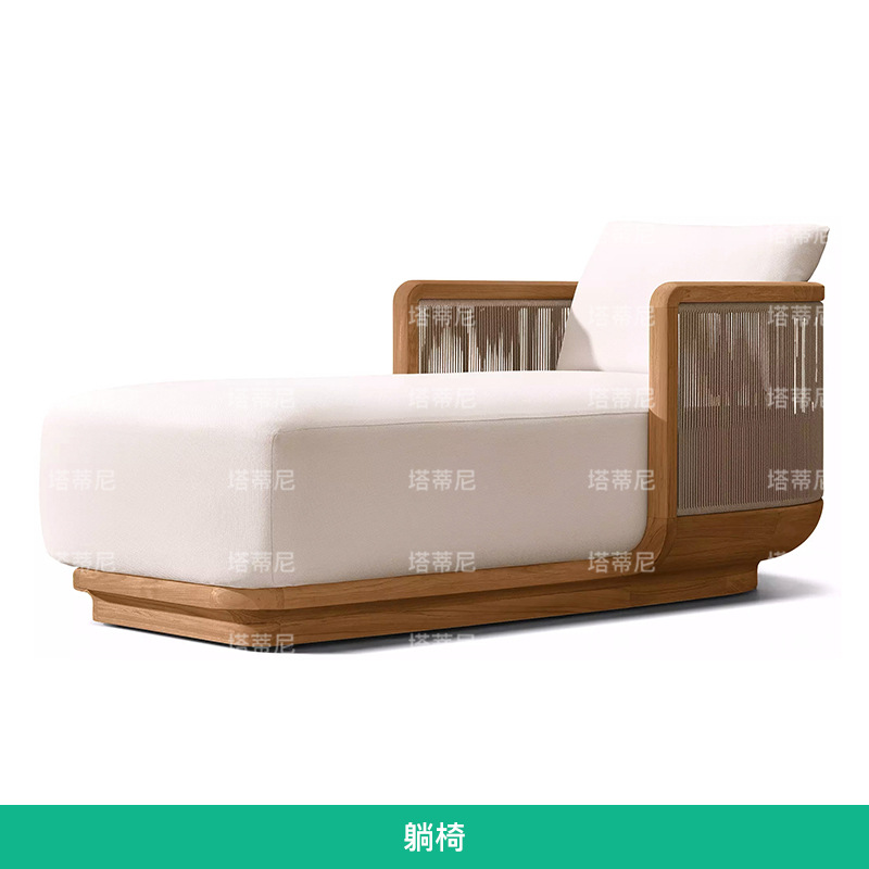 Sofá de teca al aire libre patio jardín piso aéreo vivienda impermeable anticorrosión diseñador de muebles de tela de caña al aire libre