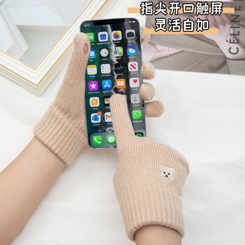 新款针织冬季可触屏电动车防寒保暖可爱没有手套女|undefined