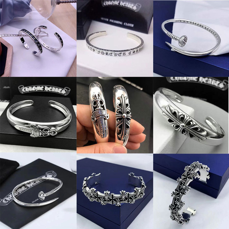 Crowley vintage cross open bracelet with bullet, skull, text, nails, and sword designs, suitable for men and women as a couple's bracelet