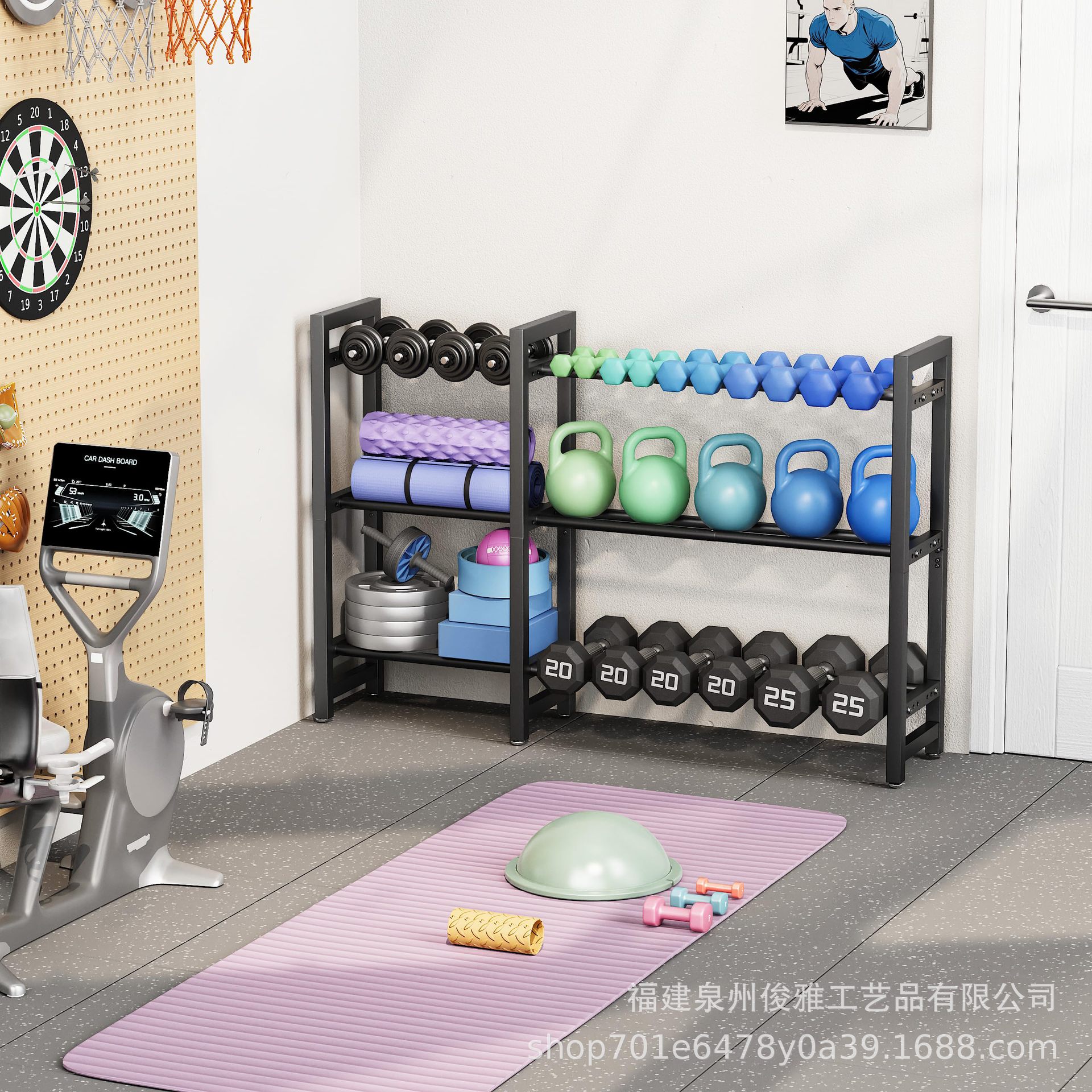 Metal Heavy-Duty Household Dumbbell Rack Width Adjustable Weight Rack Special for Dumbbells and Kettlebells (Only the Rack)