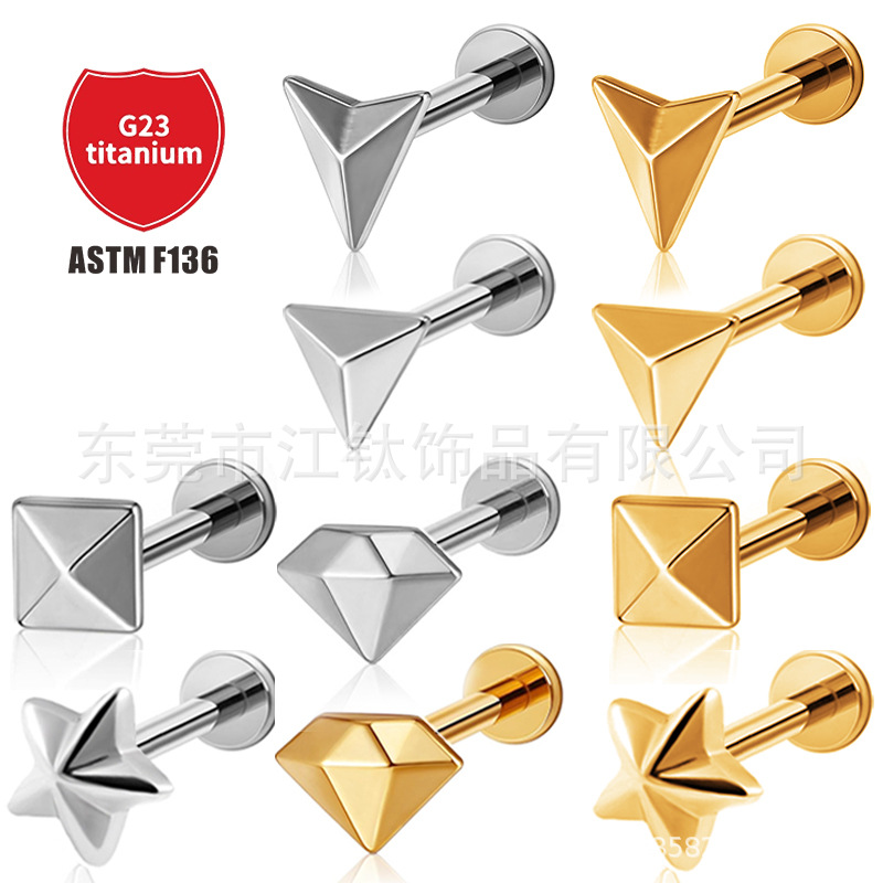 Pointed titanium steel lip stud product view