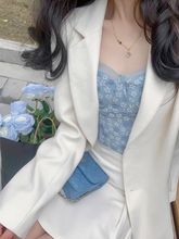 感白色西装外套女2024春秋装新款韩版小个子宽松气质休闲西服