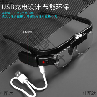 USB Charging HD 4 Times Glasses Magnifier with Light Electronic Maintenance Married Eyelashes High Times 30 Elderly Reading