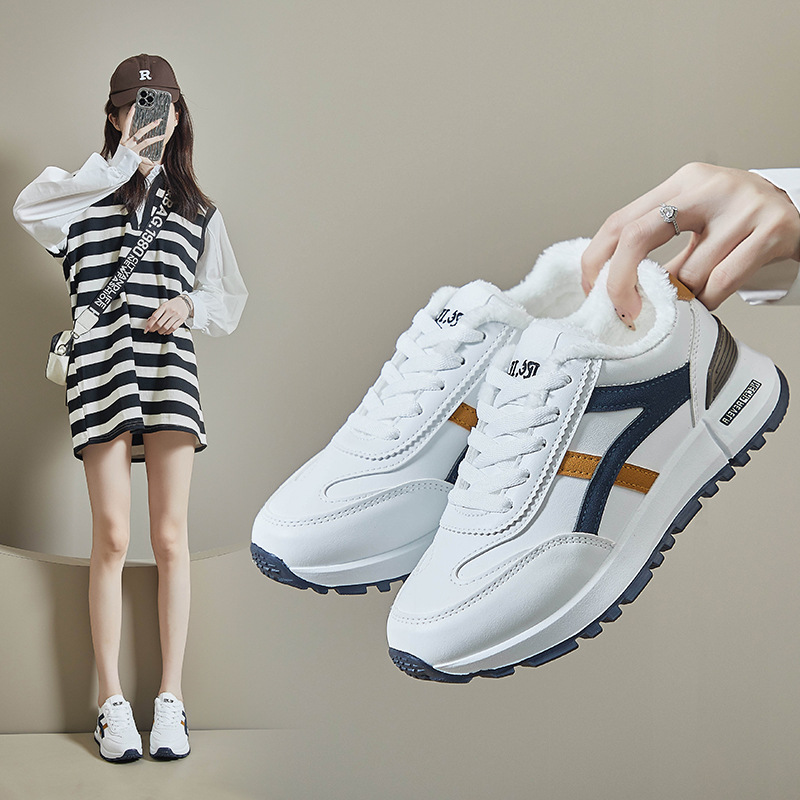 ins韩版阿甘鞋女2023冬季加绒运动鞋女新款学生跑步休闲老爹鞋潮