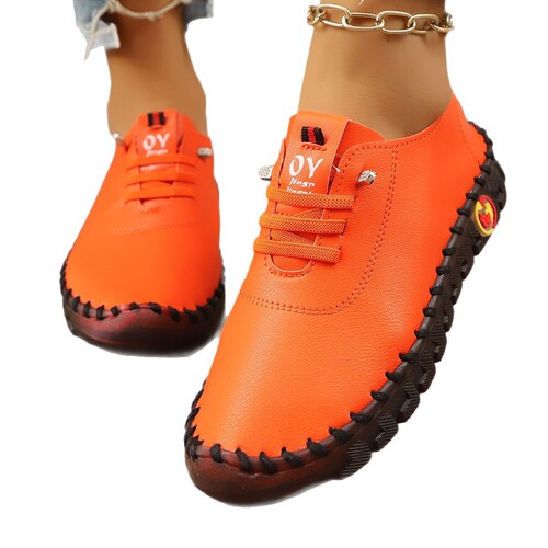 Women's casual single shoes with soft cowhide soles, handmade stitching, new fall 2024, for middle-aged and elderly mothers, available for wholesale