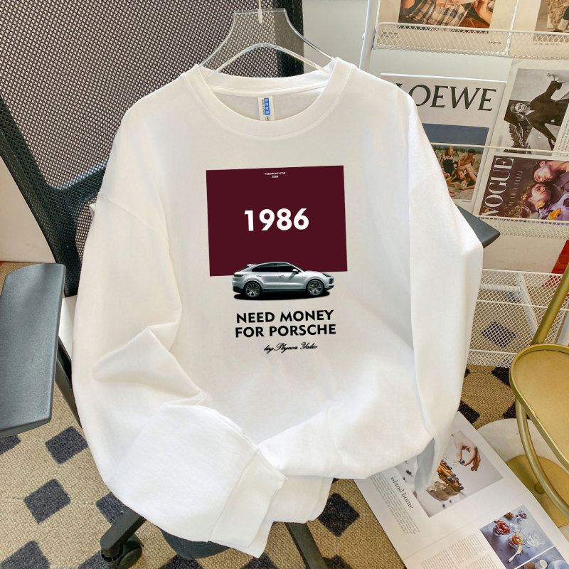 夏の女性用純綿長袖Tシャツヨーロッパとアメリカンスタイルの新しいスタイルの怠惰なルーズで多用途なクロスボーダーファッションプリントトップインスタイル|undefined
