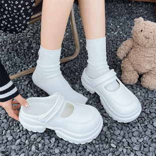 Ins Girl Heart Hole Shoes Women's Summer 2025 New Mary Jane Thick-Soled Heightening Infrared Sandals for Women