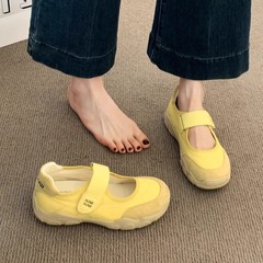フレンチメリージェーン婦人靴2025新作夏ベルクロスカート付き厚底美しく疲れにくい小さな靴